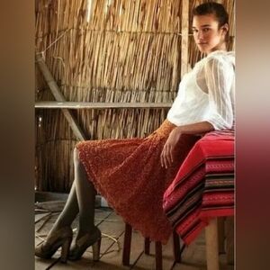 Anthropologie Moulinette Soeurs Tuberose Lace Eyelet Skirt in Orange, Size 8
